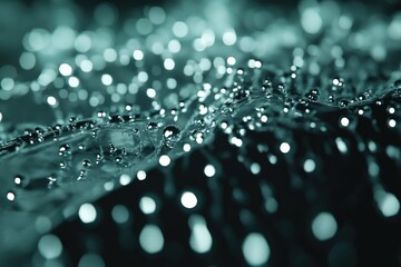 Close-up shot of tiny water droplets on the surface of a leaf, perfect for use in illustrations about nature and science