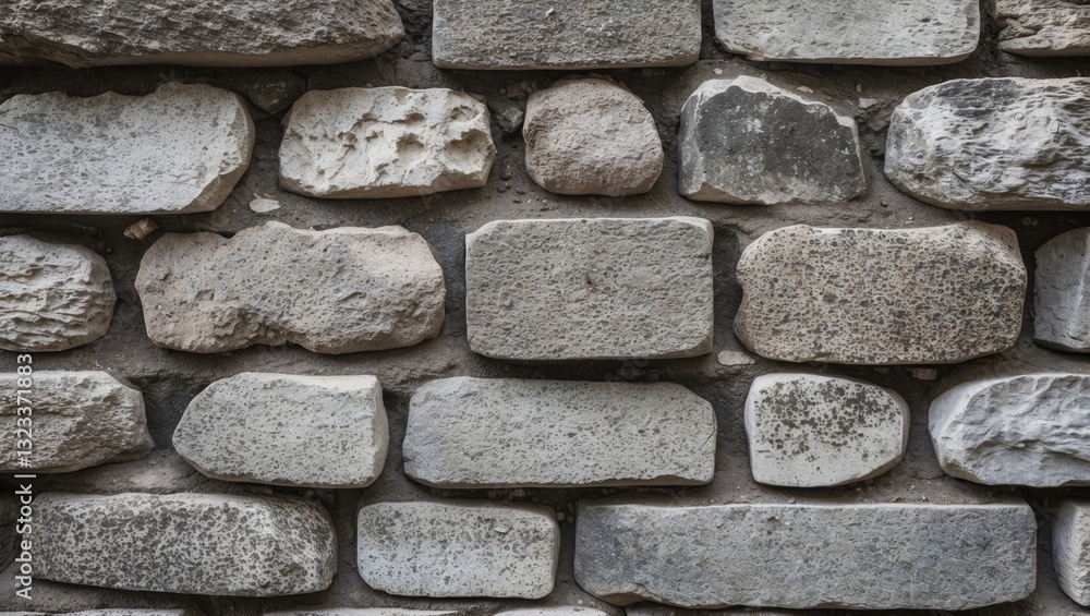 Leinwandbilder stone wall with a mix of gray and beige textures, featuring irregularly shaped stones of various siz