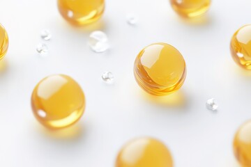 Golden Amber Oil Capsules Skincare, Beauty, and Wellness Product Mockup