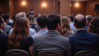 Fototapeta premium Audience Attending Professional Conference with Focus on Business Networking and Engagement