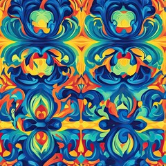 Exotic Scrollwork and Tropical Seamless Pattern Design for Textile and Web