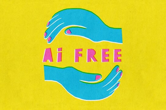 Hands Embracing AI-Free Concept 