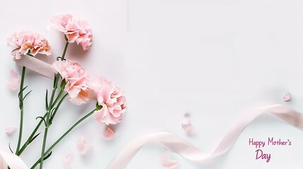 pink tulip flower, "Happy Mother's Day," text on a white card.