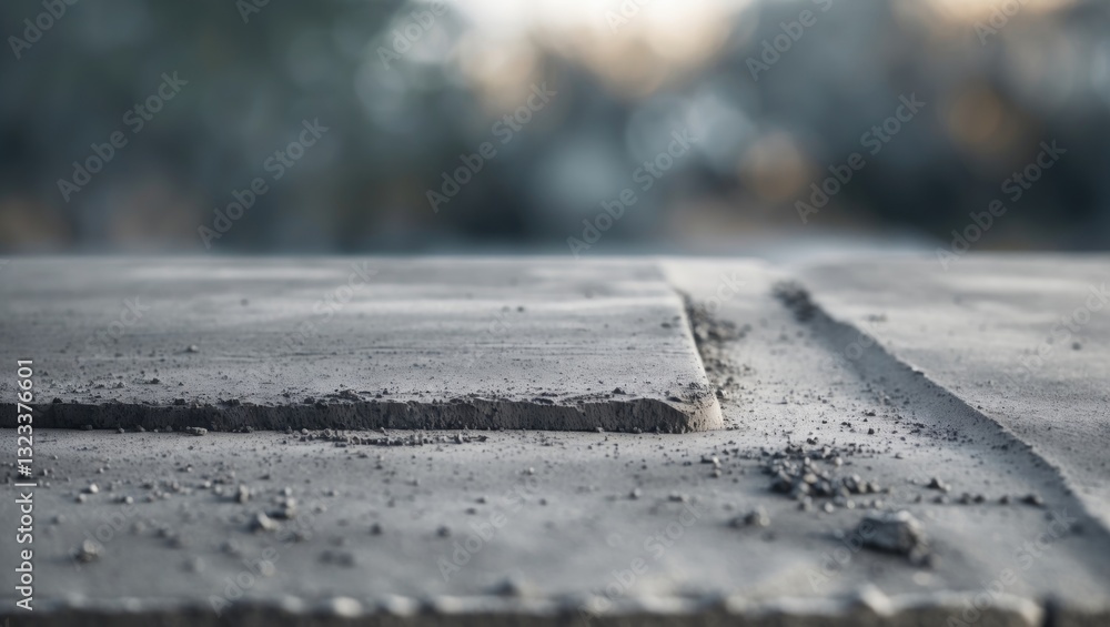 Fototapete cement tabletop featuring a textured surface in the foreground with a softly blurred background of m