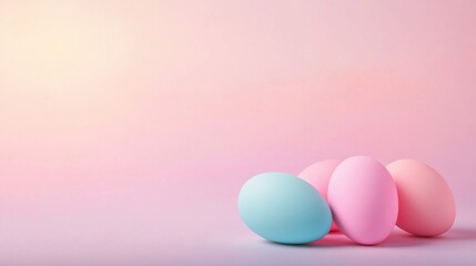Pastel Colored Eggs Set Against Soft Gradient Background in Gentle Light for Celebratory and Seasonal Themes