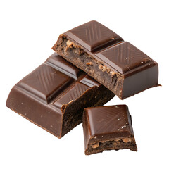 Pieces of Chocolate Bar Isolated on Transparent Background