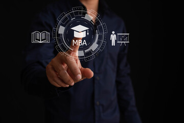 The Master of Business Administration (MBA) is a professional degree, hence the MBA icon. The program develops skills in business and management, business administration.