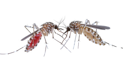 Intriguing encounter between two mosquitoes in intricate detail during daylight hours