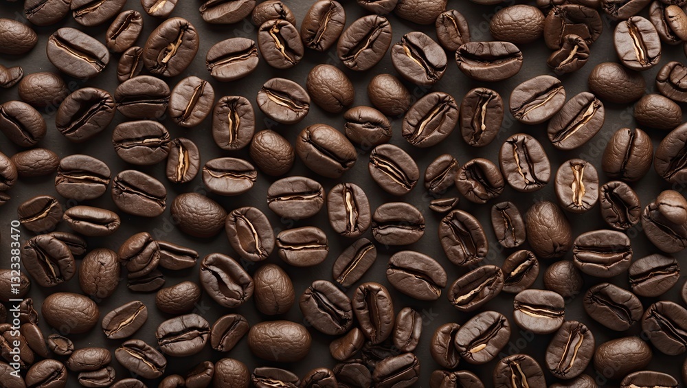 Aufkleber brown coffee bean texture with a dark background providing ample blank space for text or design, sho