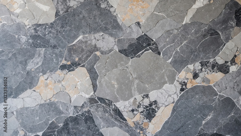 Poster textured slate stone surface with shades of gray, black, and beige in a natural abstract pattern, pe