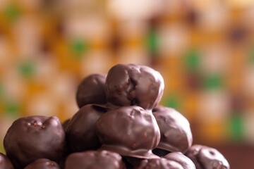 No Bake Almonds Chocolate Balls. Energy Balls. Dessert.