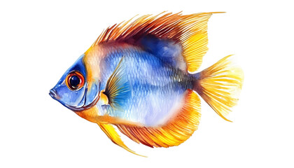Fototapeta premium Stunning Angelfish Watercolor Painting on transparent background
