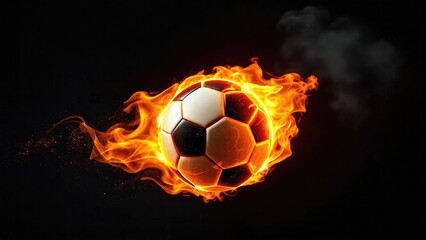 Fototapeta premium The Unstoppable Force Blazing Soccer Ball Cutting Through the Darkness of Competition