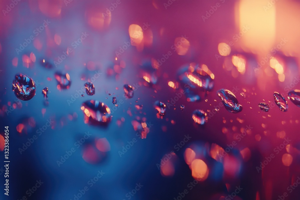 Poster a close-up view of water droplets on a surface, perfect for use in scientific or educational context