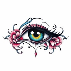 Enchanting Gaze: A captivating illustration showcases a detailed eye, accentuated by intricate floral designs, evoking a sense of wonder and artistry. 