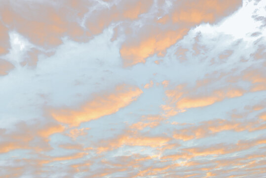 Orange clouds at sunset, overlay isolated on white or tansparent background, png cut out