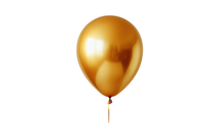 Golden balloon swaying gently against a bright white backdrop during a festive celebration