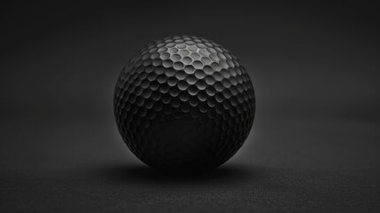 A black golf ball on a black background