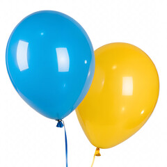 Blue and Yellow balloon on transparent background