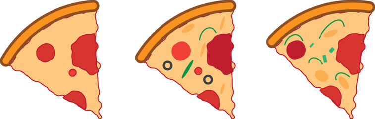 set of slice pepperoni pizza