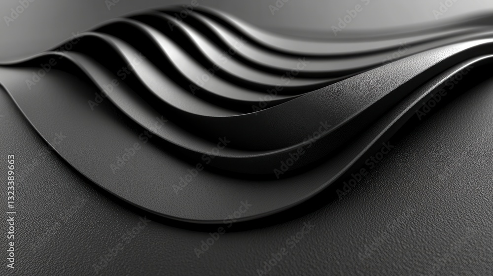 Poster abstract dark gray metallic background with wavy, layered texture. the image features a textured sur