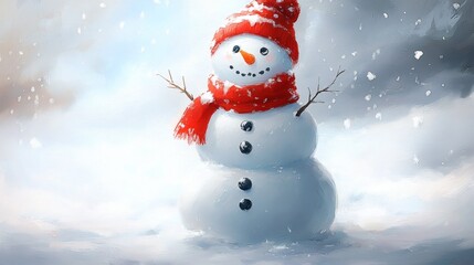 Fototapeta premium snowman on the snow