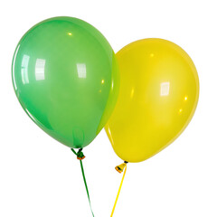 Green and Yellow Balloons Isolated on Transparent Background