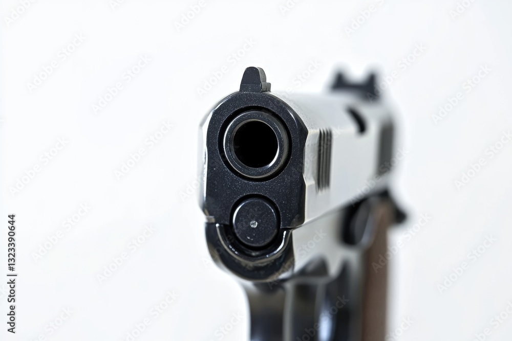 Aufkleber a close-up shot of a gun on a white background, suitable for use in editorial or commercial contexts
