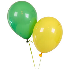 Green and Yellow Balloons Isolated on Transparent Background