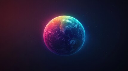 Fototapeta premium Beautiful Earth View with Colorful Aura in Space Against Dark Background Representing Human Perspective and Earthly Wonders