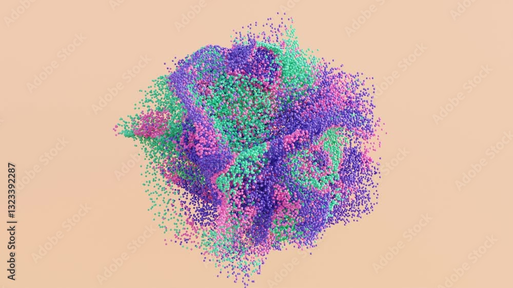 Poster abstract 3d seamless animation loop with dynamic geometry in minimal rhythm, perfect for design over