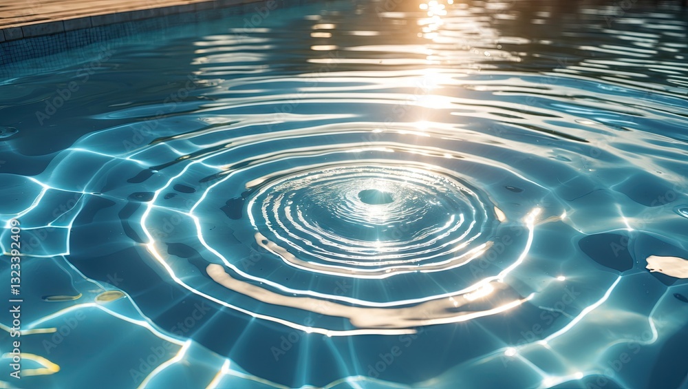 Poster sunlit ripple effects in a clear swimming pool with shimmering blue water creating natural reflectio