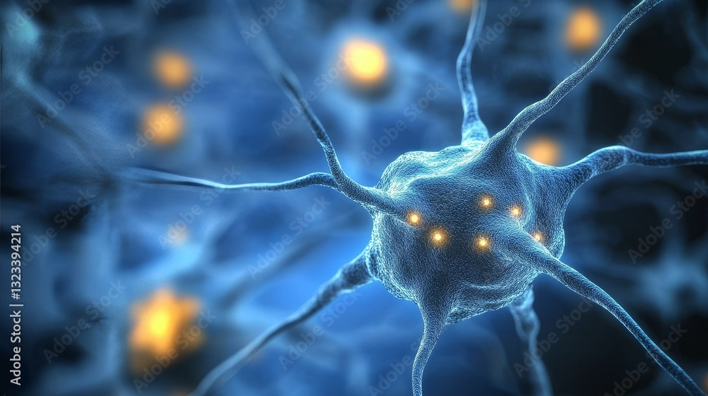 Poster blue neural network a beautiful illustration of interconnected nodes and lines depicting the brain