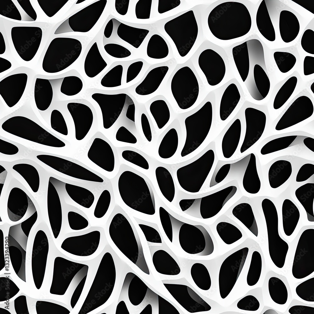 Poster intricate reticulated pattern overlapping organic forms for design