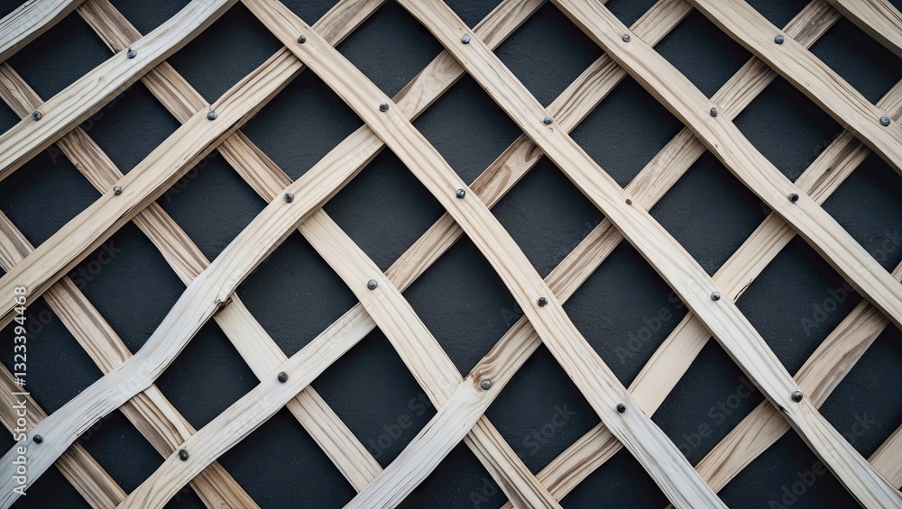 Aufkleber wooden lattice pattern with light brown diagonal strips against a dark gray background creates a tex