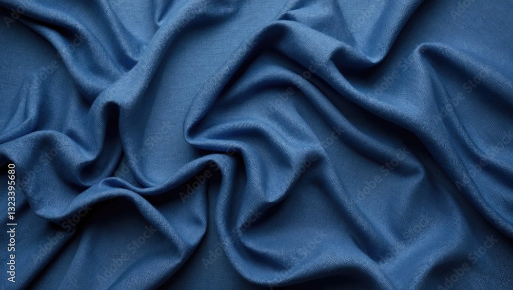 Aufkleber elegant deep blue fabric texture with soft folds and drapes, creating a soothing background ideal fo