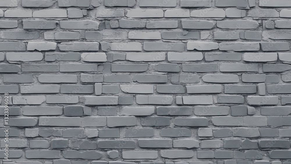 Poster light gray brick wall texture with a seamless pattern, featuring uniform rectangular bricks arranged