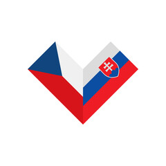 Fototapeta premium friendship concept. heart shape icon with czech republic and slovakia flags. vector illustration isolated on white background