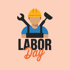 Labor Day Celebration A stylized illustration celebrates Labor Day, depicting a worker with essential tools symbolizing the spirit of craftsmanship and the contributions of workers.