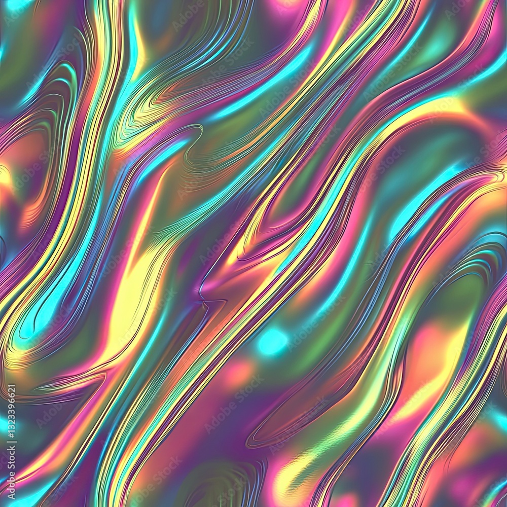 Poster abstract iridescent ripple pattern colorful shimmering waves