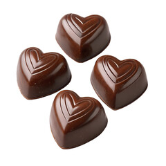 Heart-Shaped Chocolate Candies Isolated on Transparent Background