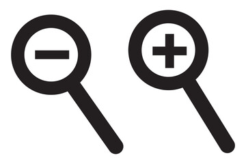 Vector illustration of magnifying glass for zoom in or zoom out symbol. 1176