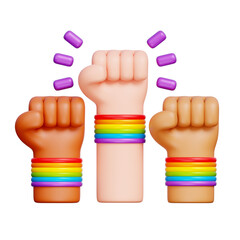 Pride Fist Hand, Celebrate LGBTQ+, Pride Month, 3d rendering.