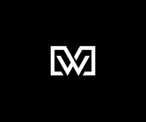 M W letter simple clean logo design