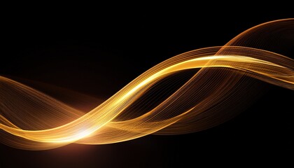 abstract gold wave design element glowing smooth wavy line