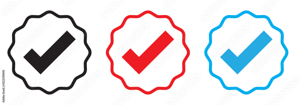 Aufkleber check box icon with correct, accept checkmark icons tick box checked. 1176