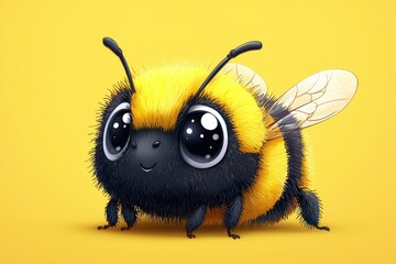 Obraz premium Adorable Fuzzy Bumblebee Cartoon Character Illustration