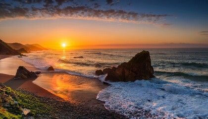 Obraz premium sunset at coast of the sea