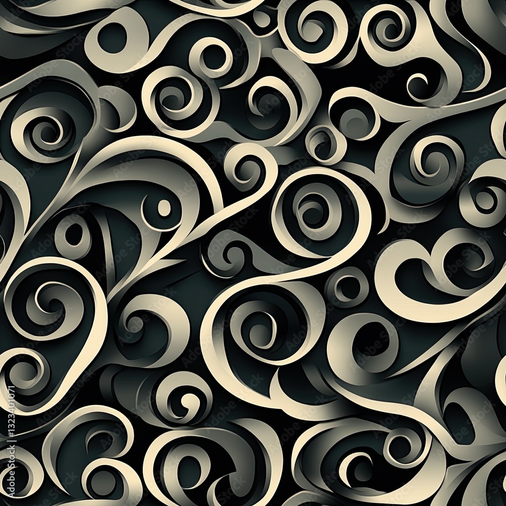 Poster layered scrollwork intricate overlapping swirl patterns for design projects