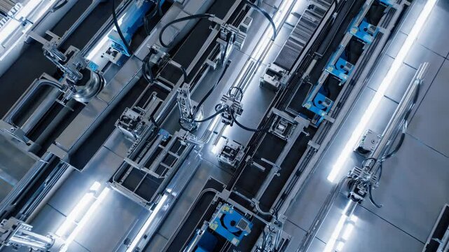 Robotic arms working in modern factory